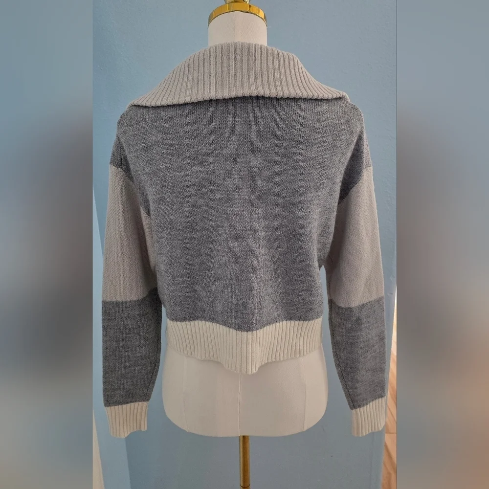 Peter Som Colorblock Zip Cowl Neck Sweater